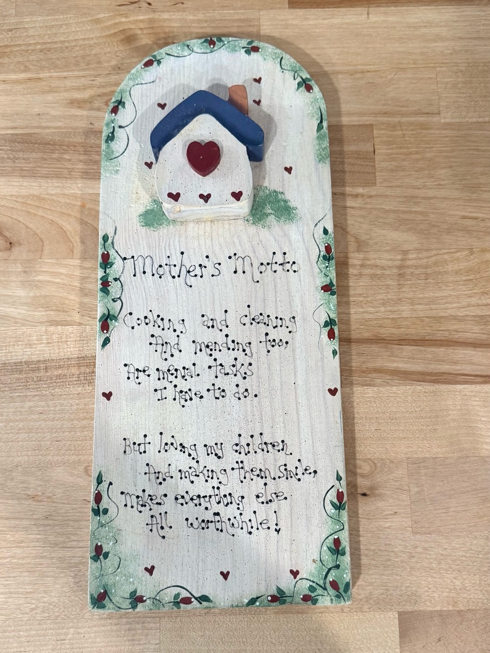Vtg cottage mothers motto plaque decor
